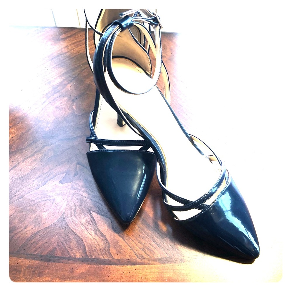 Dark Navy Patent Leather Ankle Strap Heels 👠